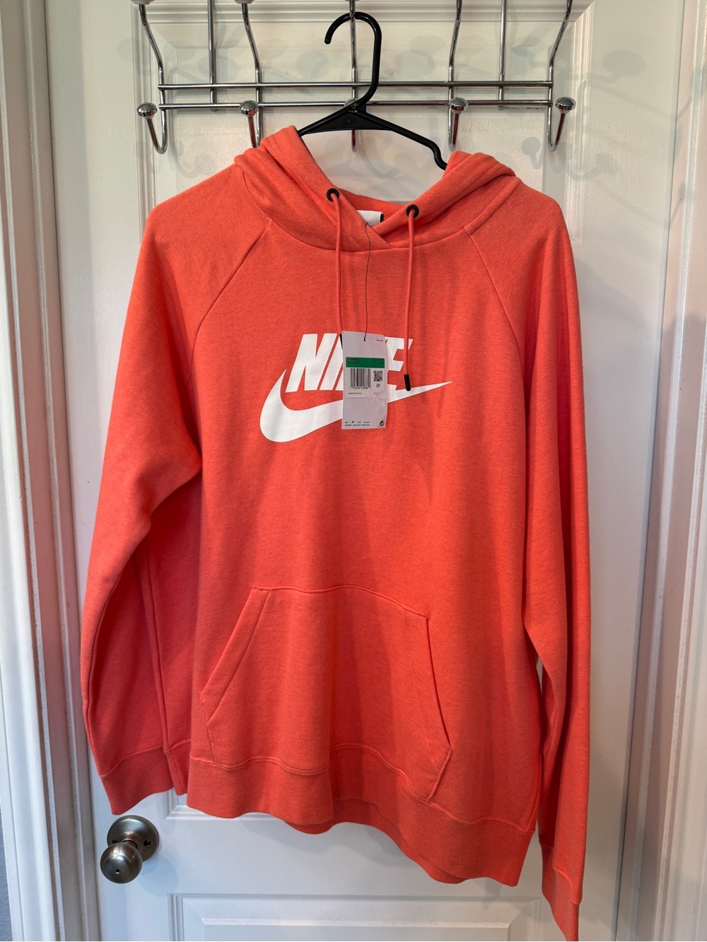 Nike Women’s Coral Crewneck Hoodie with White Swoosh XL